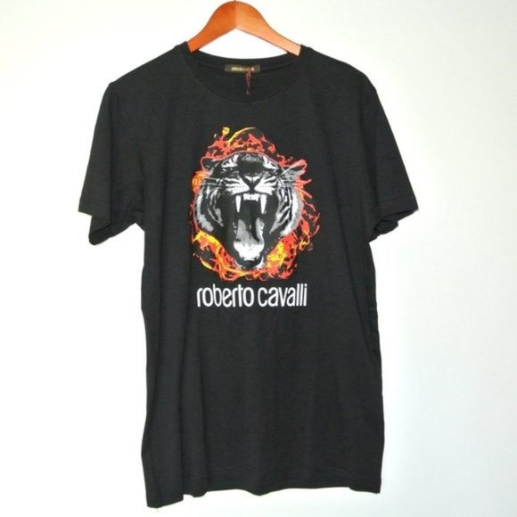Roberto Cavalli Men's Graphic‎ Tiger Head Tee XL - Picture 4 of 10